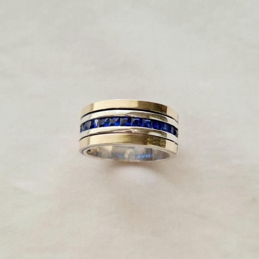 Anillos NC Joyas | Anillo Penelope Blue - Plata Y Oro