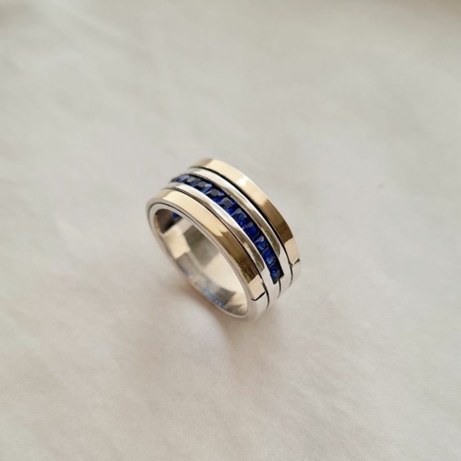 Anillos NC Joyas | Anillo Penelope Blue - Plata Y Oro