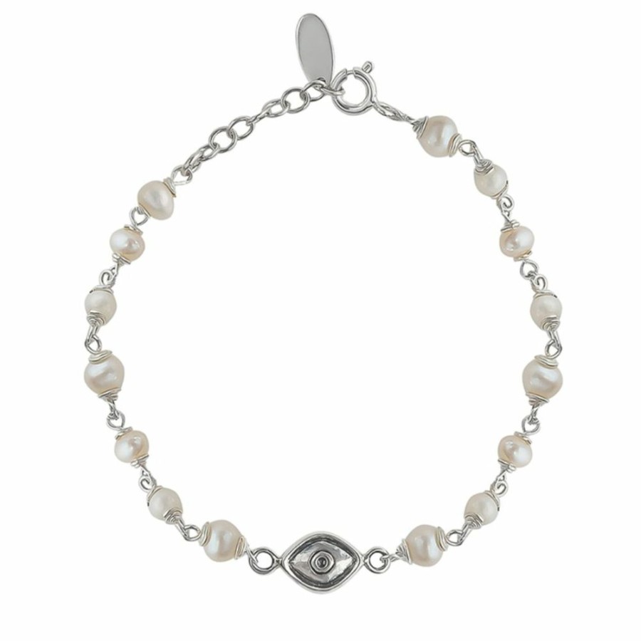 Pulseras NC Joyas | Pulsera Ojo - Plata Y Perlas De Rio