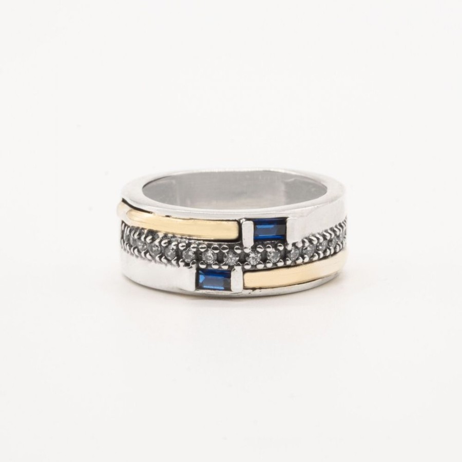 Anillos NC Joyas | Anillo Camila Blue - Plata Y Oro