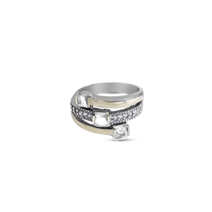 Anillos NC Joyas | Anillo Delfina White - Plata Y Oro