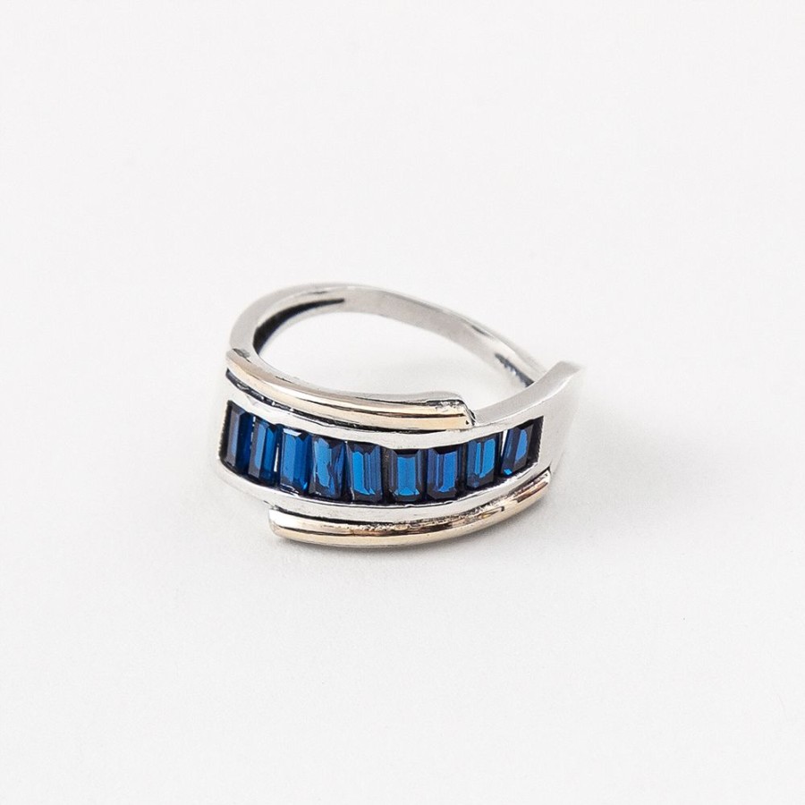 Anillos NC Joyas | Anillo Sidney Blue - Plata Y Oro