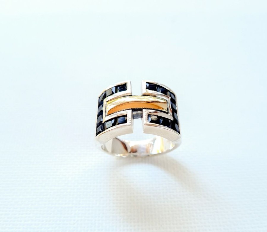 Anillos NC Joyas | Anillo Helen Black - Plata Y Oro