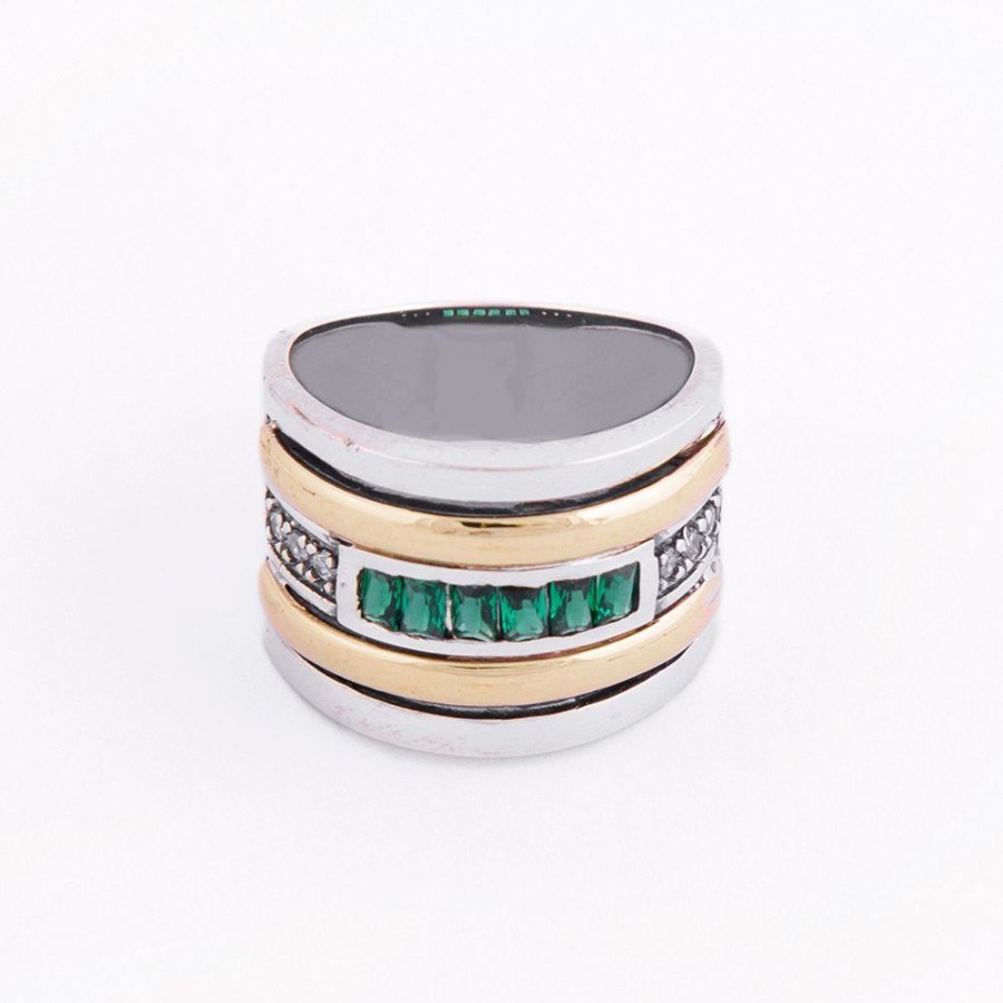 Anillos NC Joyas | Anillo Alison Green - Plata Y Oro