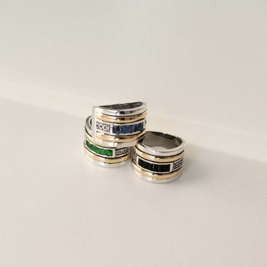 Anillos NC Joyas | Anillo Alison Green - Plata Y Oro