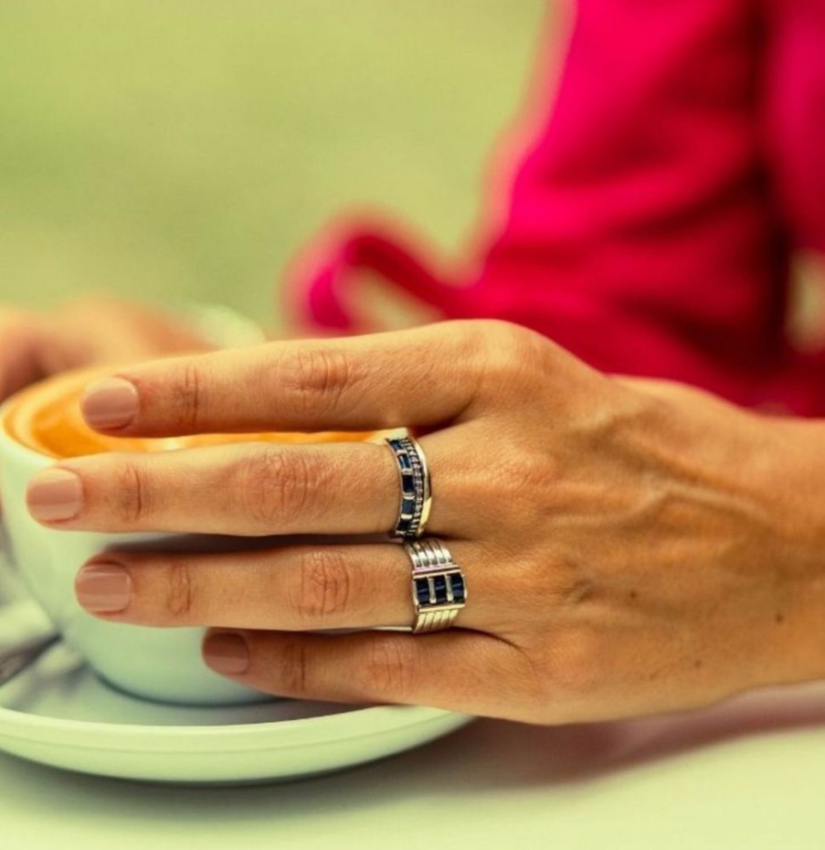 Anillos NC Joyas | Anillo Fenix Blue - Plata Y Oro