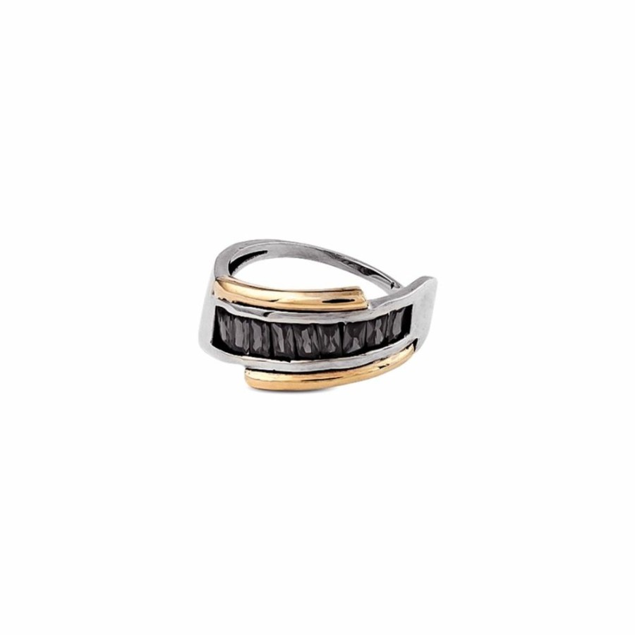 Anillos NC Joyas | Anillo Sidney Black - Plata Y Oro