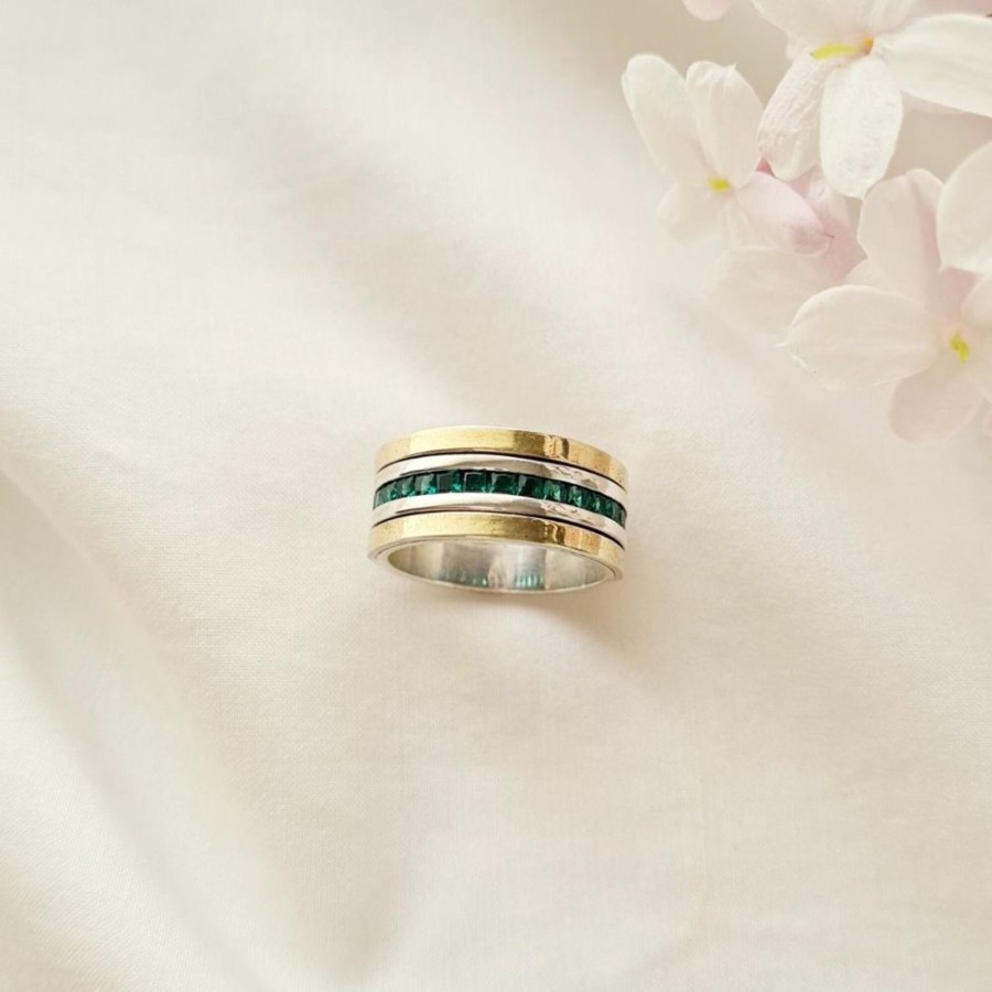 Anillos NC Joyas | Anillo Penelope Green - Plata Y Oro