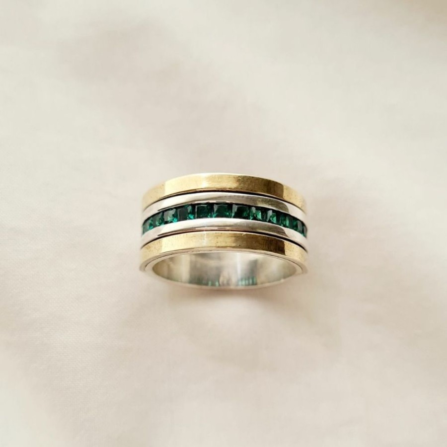 Anillos NC Joyas | Anillo Penelope Green - Plata Y Oro