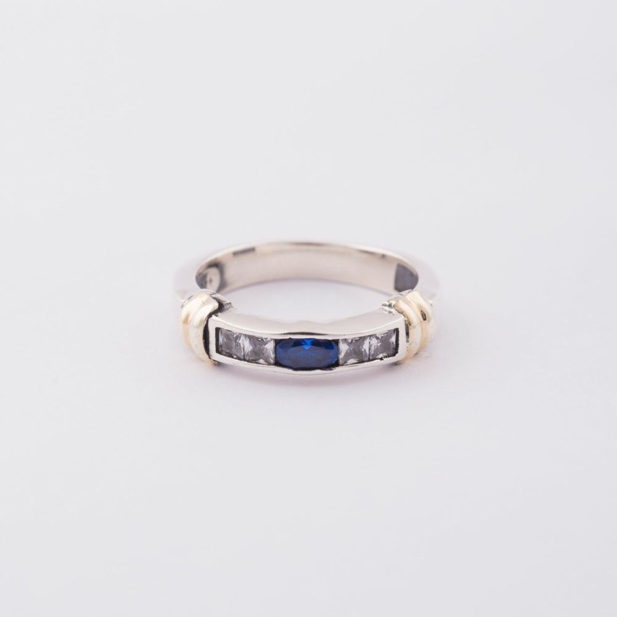 Anillos NC Joyas | Anillo Sevilla Blue - Plata Y Oro