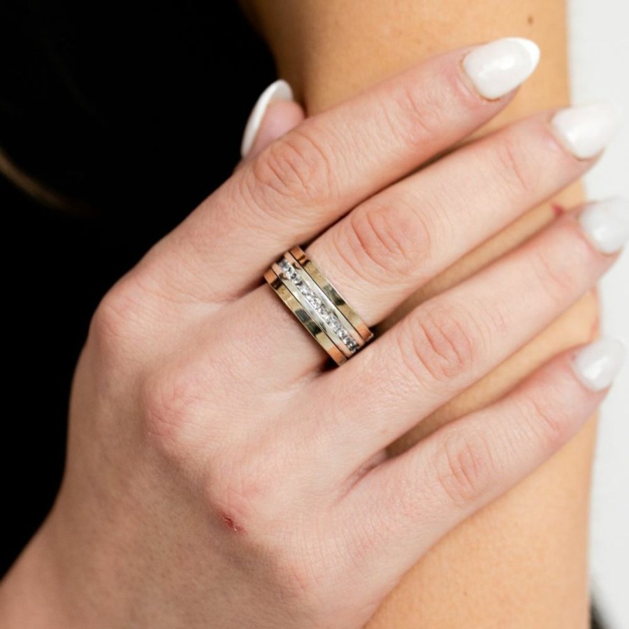 Anillos NC Joyas | Anillo Penelope White - Plata Y Oro