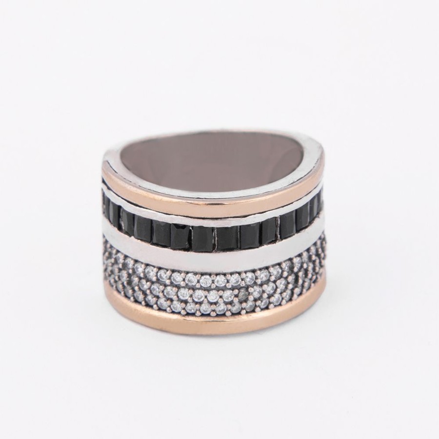 Anillos NC Joyas | Anillo Nunet Black - Plata Y Oro