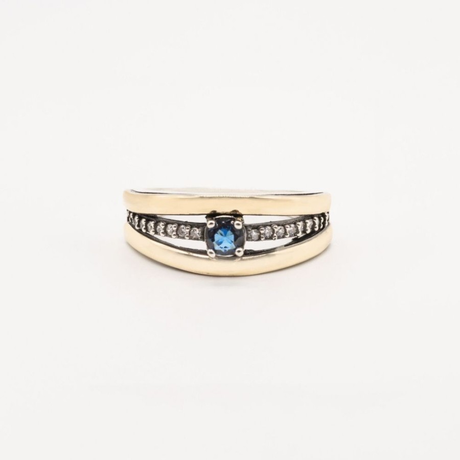 Anillos NC Joyas | Anillo Marbella Blue - Plata Y Oro