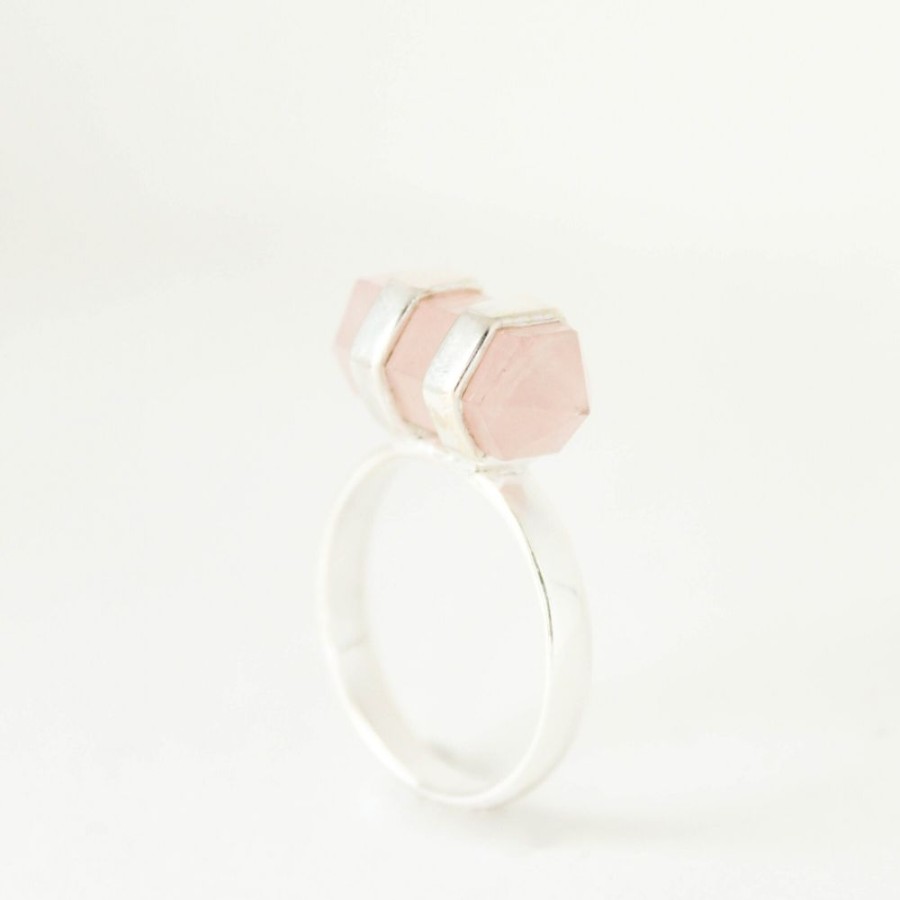 Anillos NC Joyas | Anillo Texas N 2 Cuarzo Rosa - Plata 925