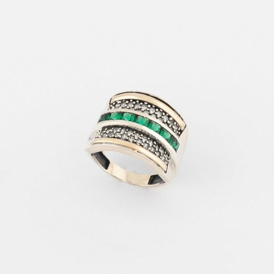 Anillos NC Joyas | Anillo Ocean Green - Plata Y Oro