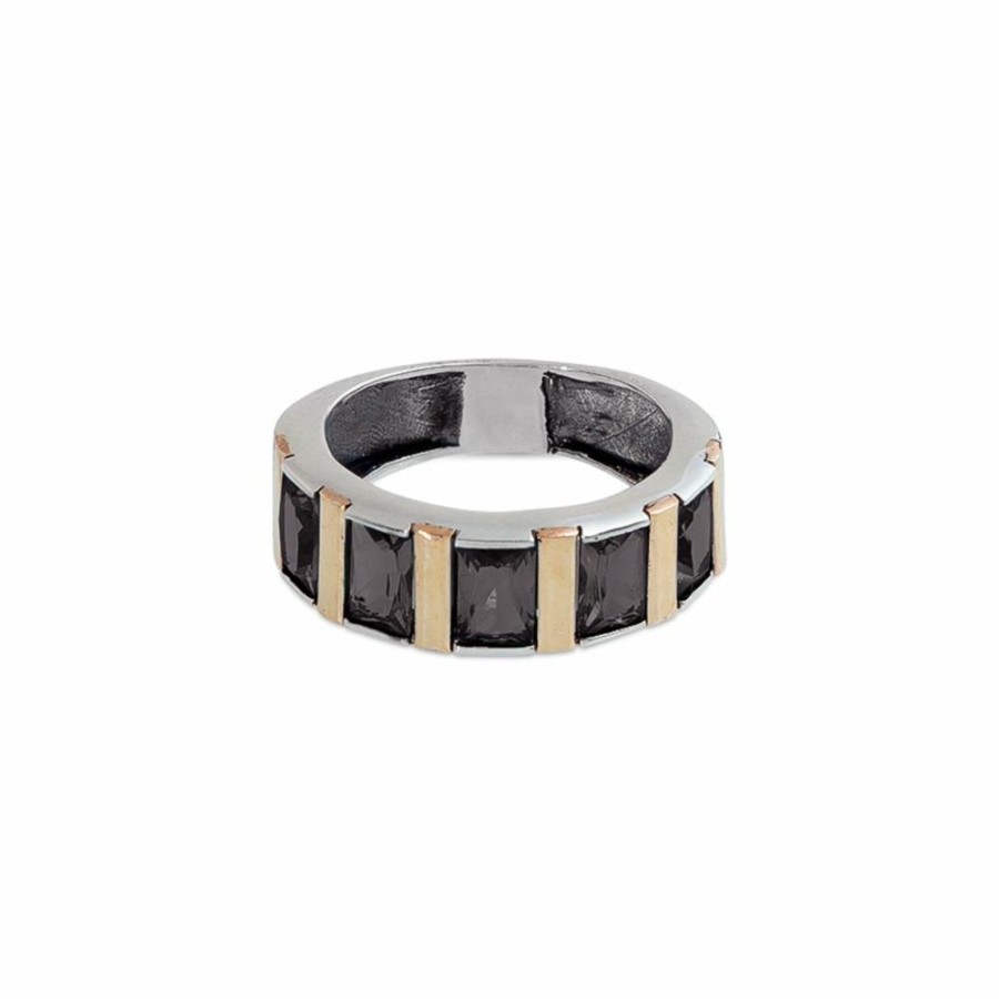 Anillos NC Joyas | Anillo Jackie Black - Plata Y Oro