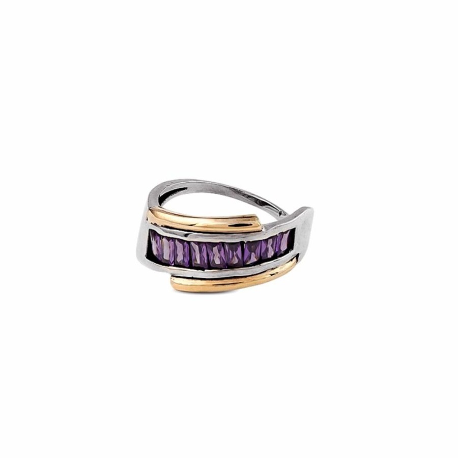 Anillos NC Joyas | Anillo Sidney Purple - Plata Y Oro