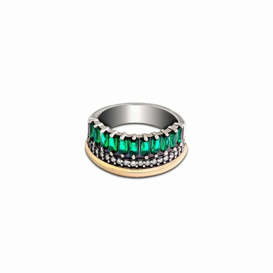 Anillos NC Joyas | Anillo Cher Green - Plata Y Oro