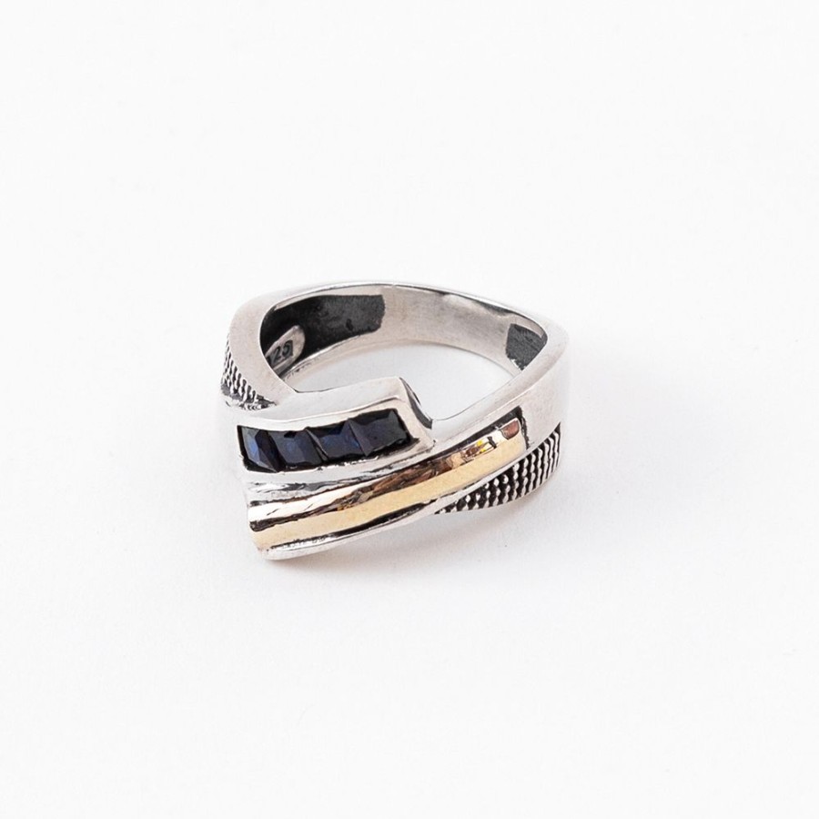 Anillos NC Joyas | Anillo Berlin Blue - Plata Y Oro