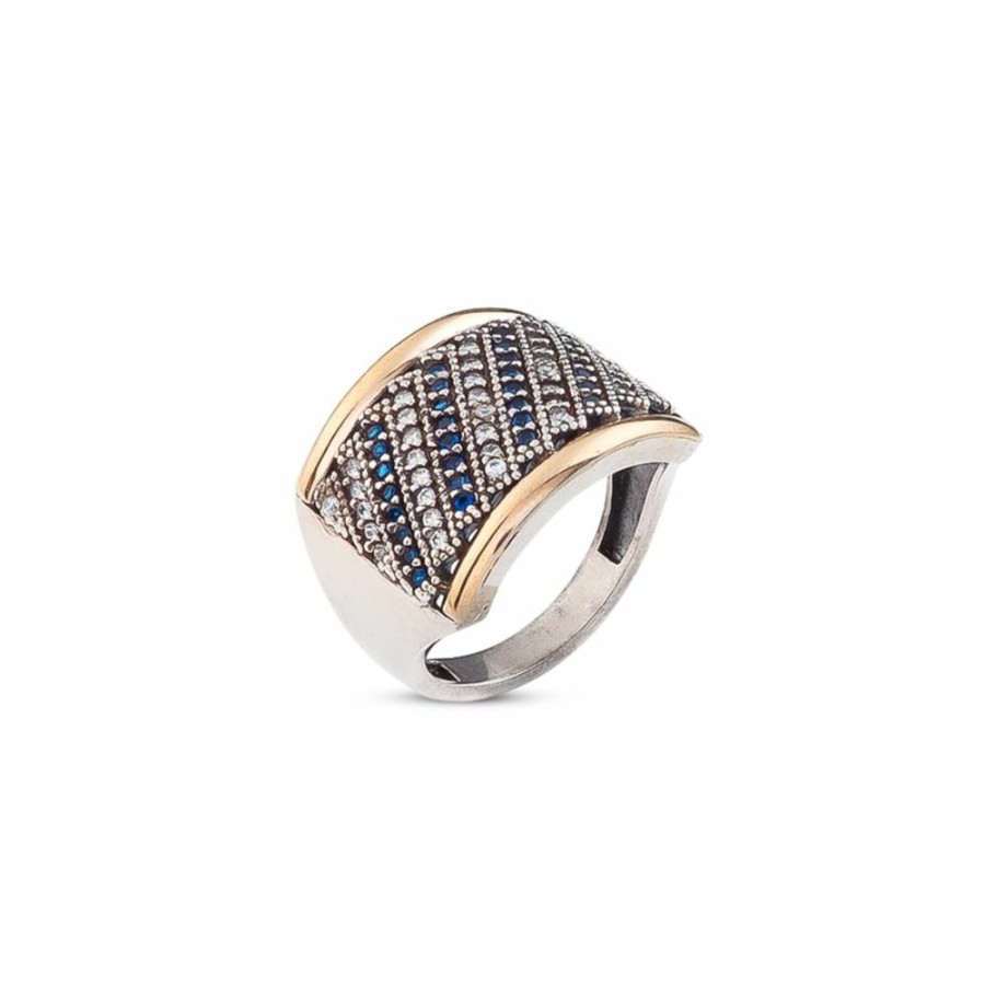 Anillos NC Joyas | Anillo Wang Blue - Plata Y Oro