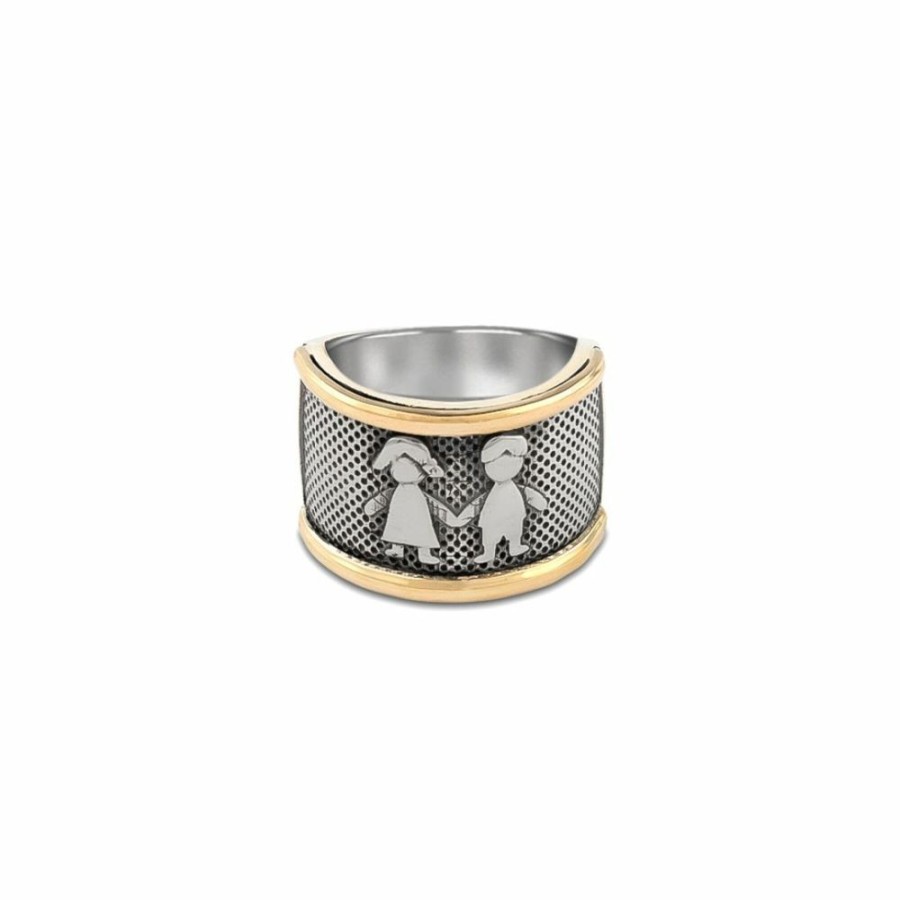 Anillos NC Joyas | Anillo Nena Y Nene Trama - Plata Y Oro