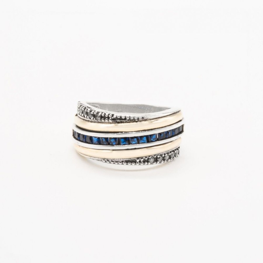 Anillos NC Joyas | Anillo Camsia Blue - Plata Y Oro