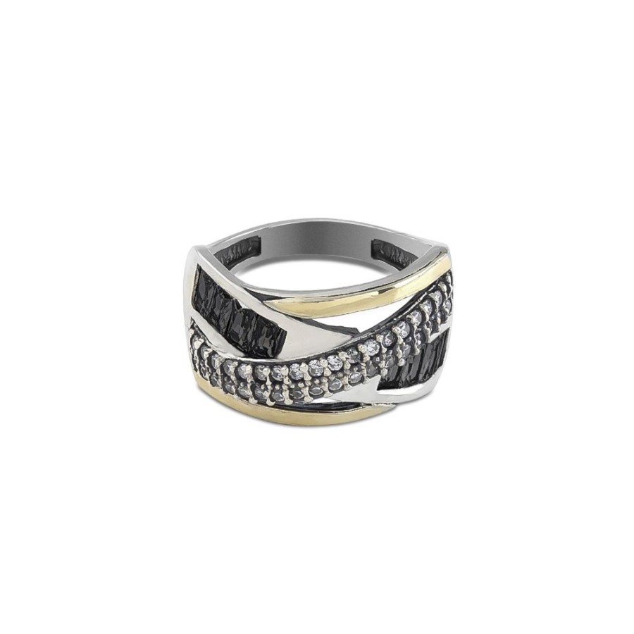 Anillos NC Joyas | Anillo Morrison Black - Plata Y Oro