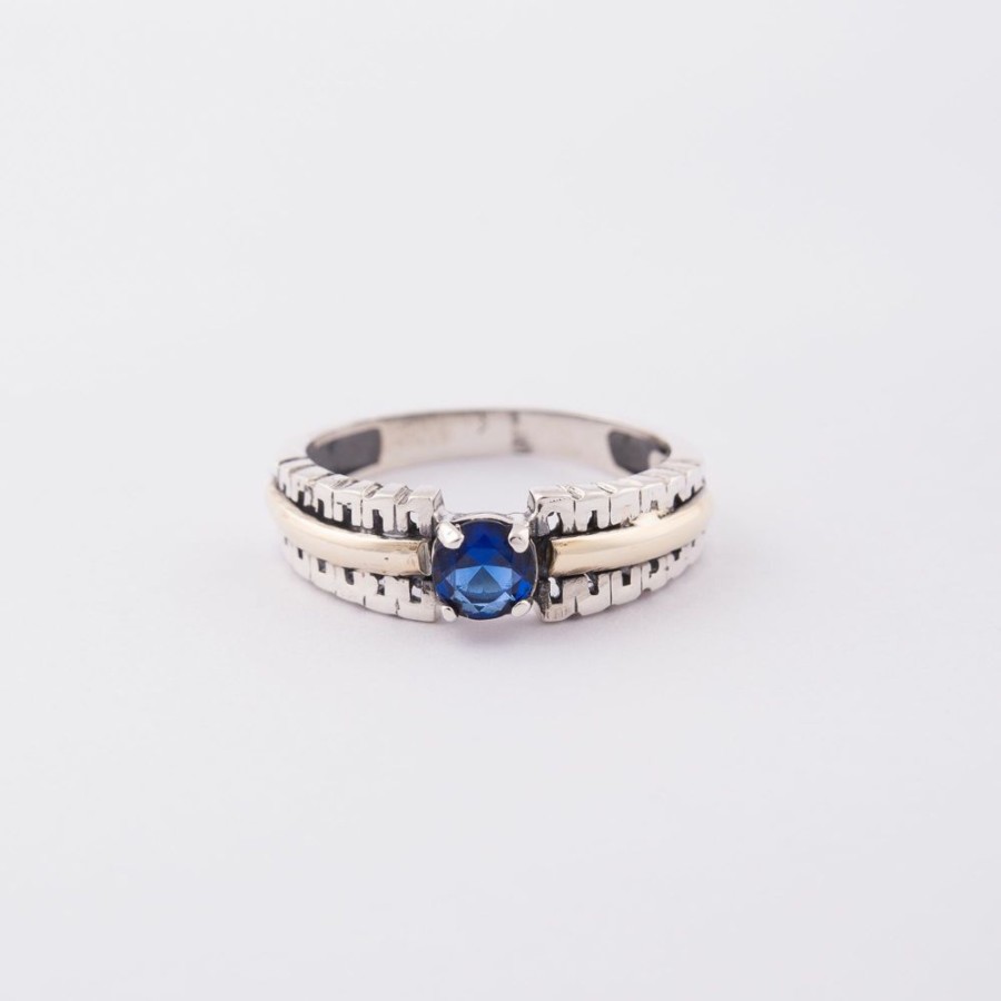 Anillos NC Joyas | Anillo Indiana Blue - Plata Y Oro