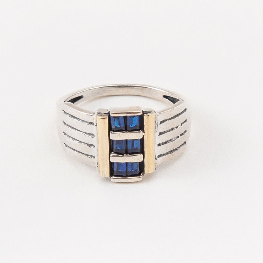 Anillos NC Joyas | Anillo Travis Blue - Plata Y Oro