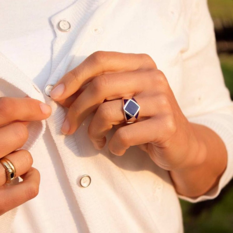 Anillos NC Joyas | Anillo Rombo Lapislazuli - Plata 925