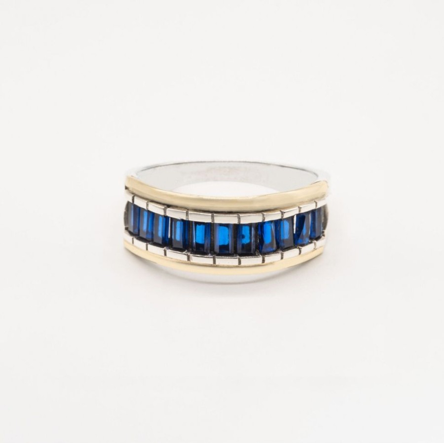 Anillos NC Joyas | Anillo Bonjour Blue - Plata Y Oro