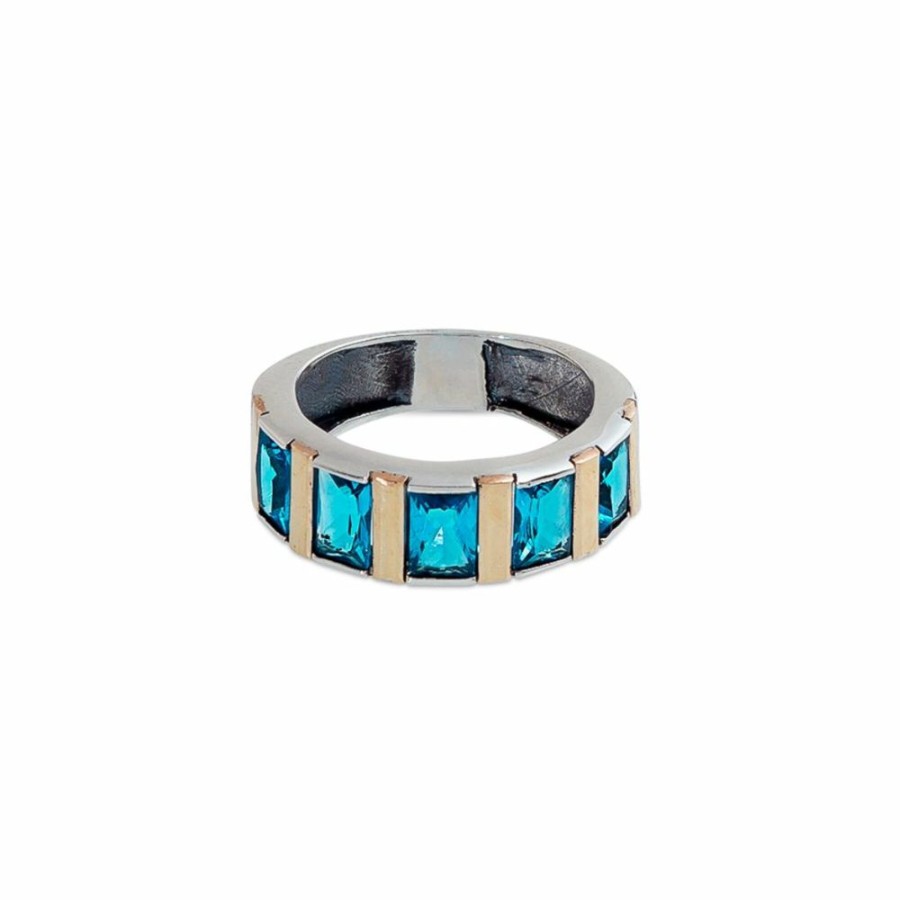 Anillos NC Joyas | Anillo Jackie Blue - Plata Y Oro