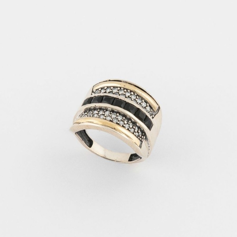 Anillos NC Joyas | Anillo Ocean Black - Plata Y Oro