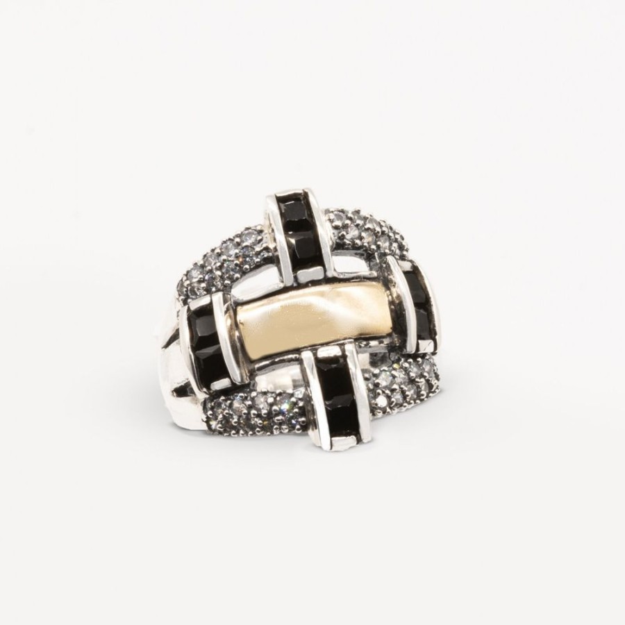 Anillos NC Joyas | Anillo Rachel Black - Plata Y Oro