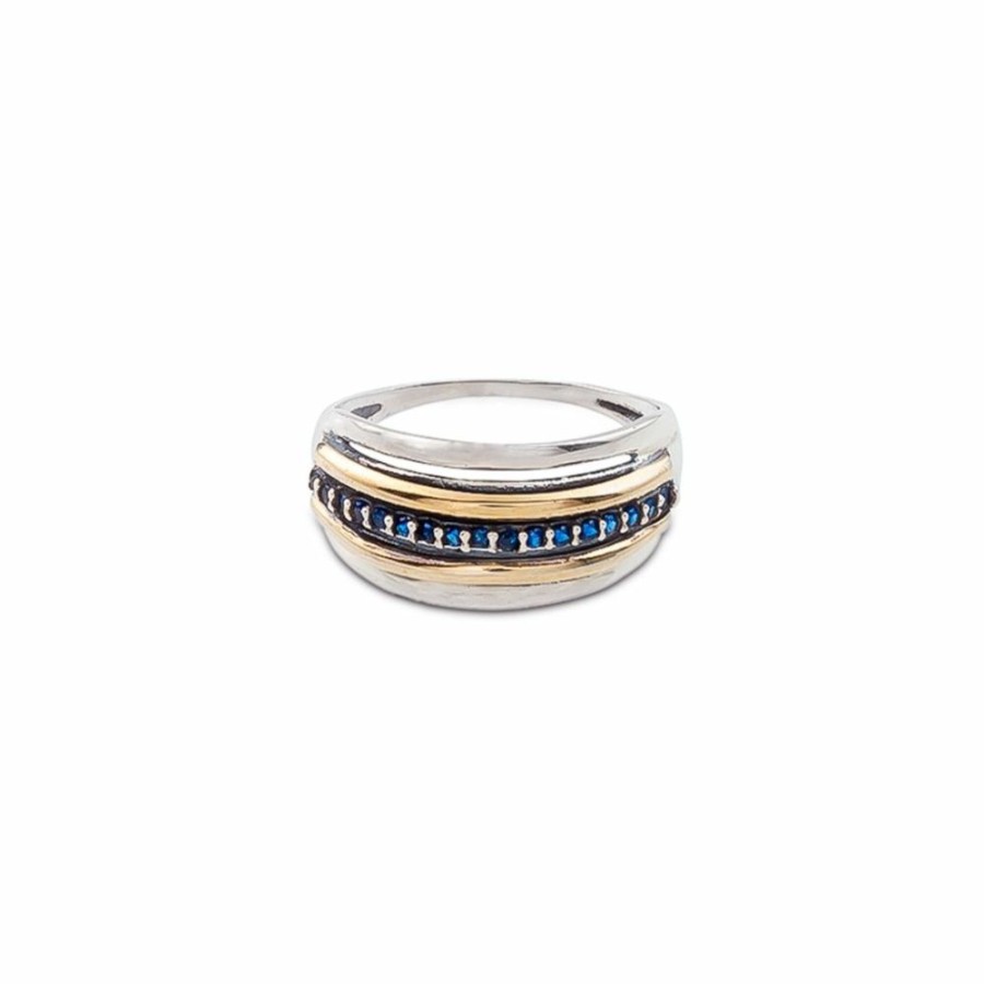 Anillos NC Joyas | Anillo Grace Blue - Plata Y Oro