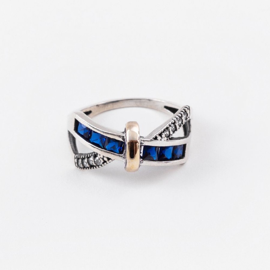 Anillos NC Joyas | Anillo Orlando Blue - Plata Y Oro