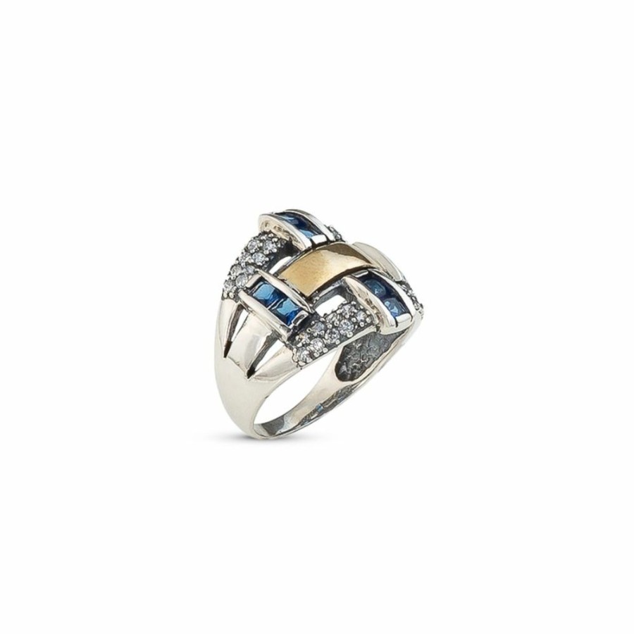 Anillos NC Joyas | Anillo Rachel Blue - Plata Y Oro