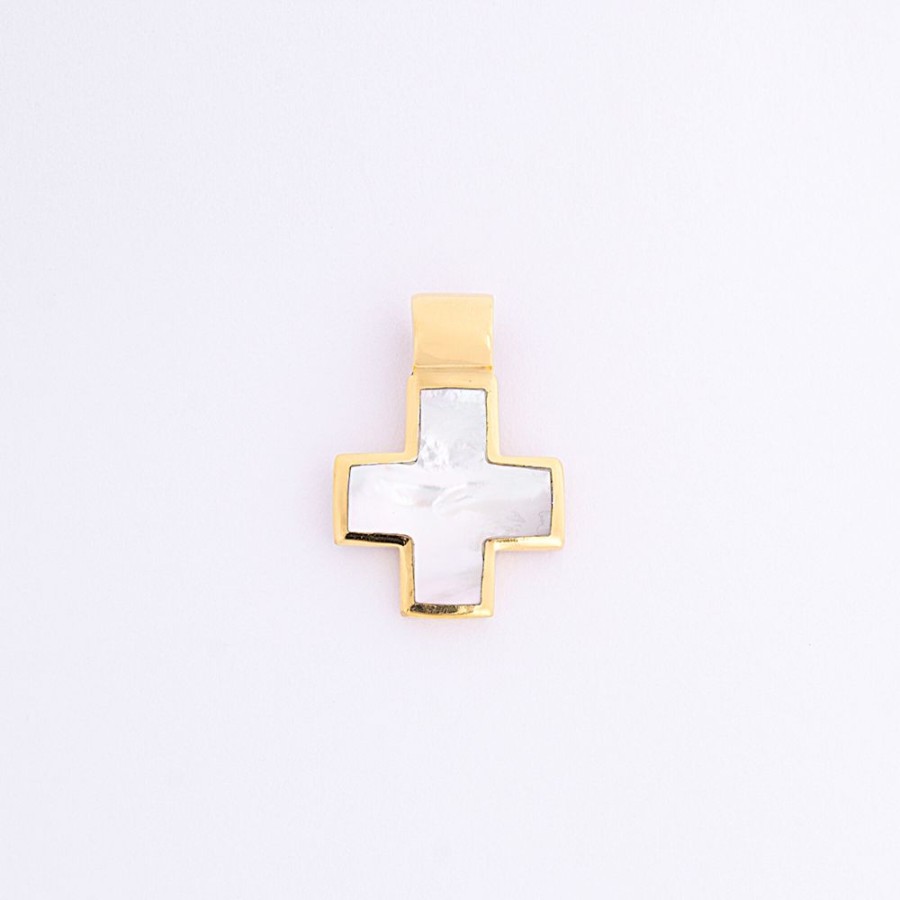 Dijes Y Medallas NC Joyas | Cruz Del Equilibrio Gold - Plata Y Bano De Oro