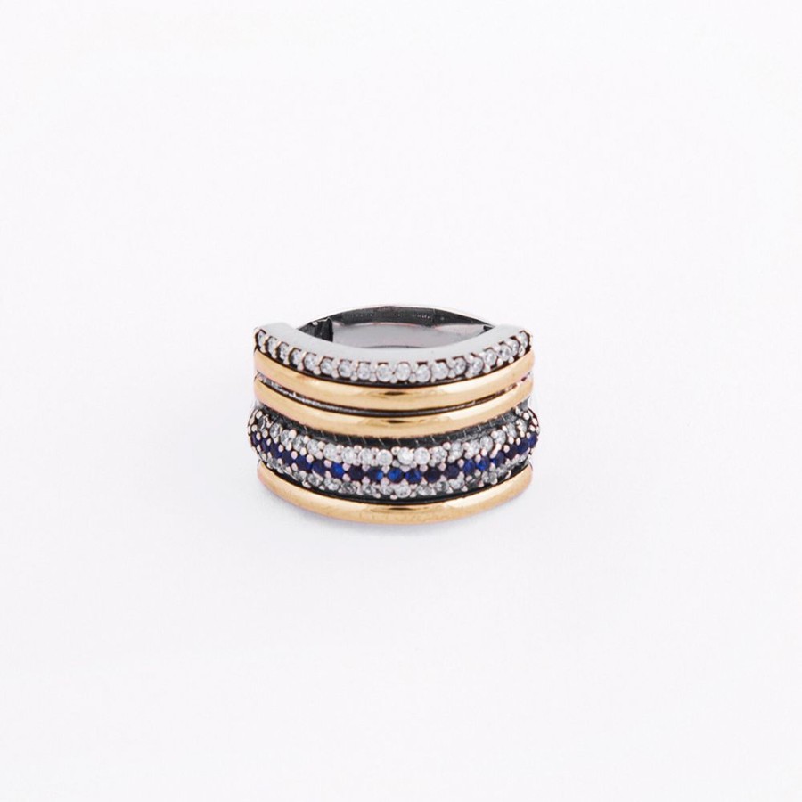 Anillos NC Joyas | Anillo Julieta Blue - Plata Y Oro