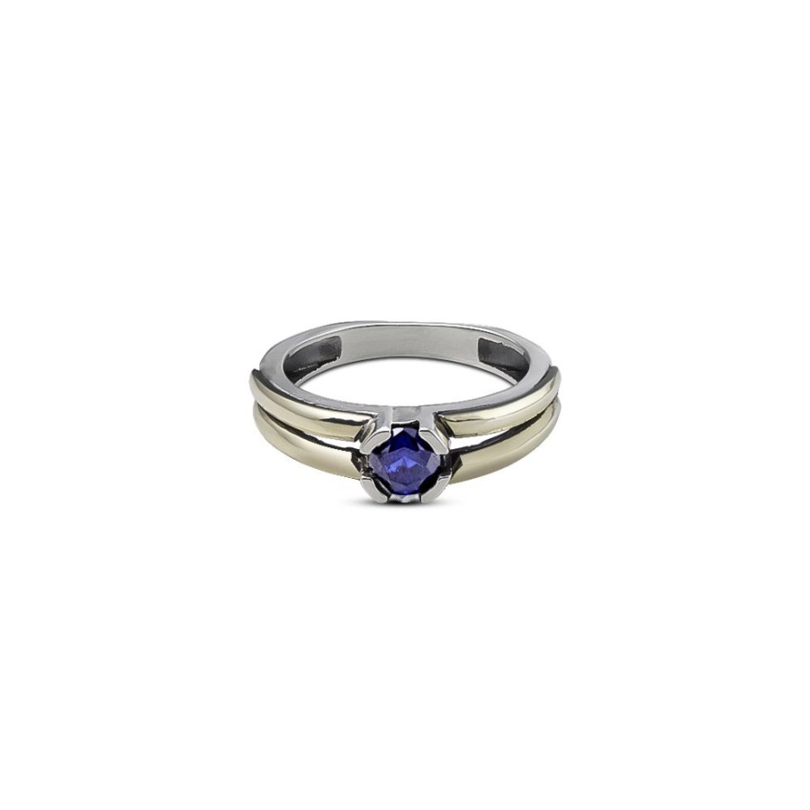 Anillos NC Joyas | Anillo Sarah Blue - Plata Y Oro