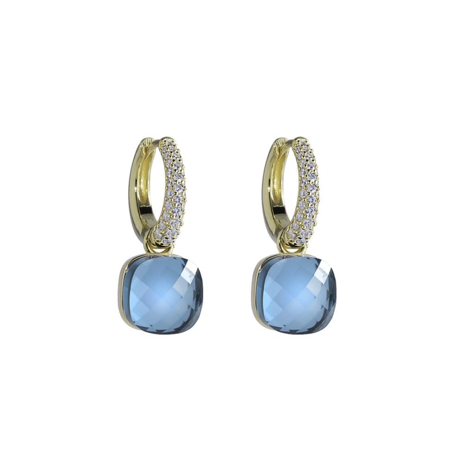 Cadenas NC Joyas | Aros Quinn Gold Sky Blue - Plata Y Bano De Oro