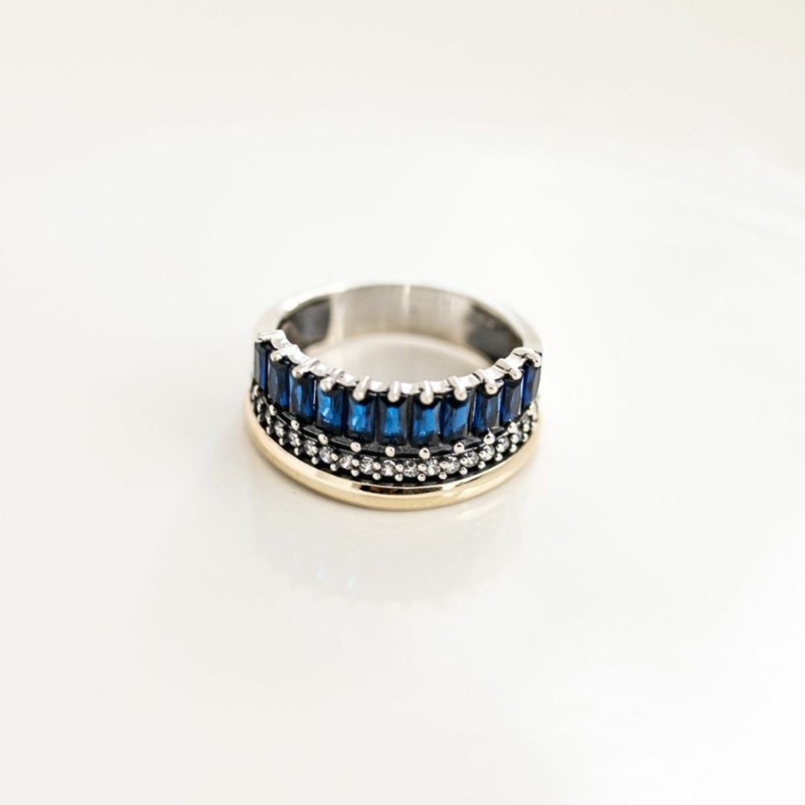 Anillos NC Joyas | Anillo Cher Blue - Plata Y Oro