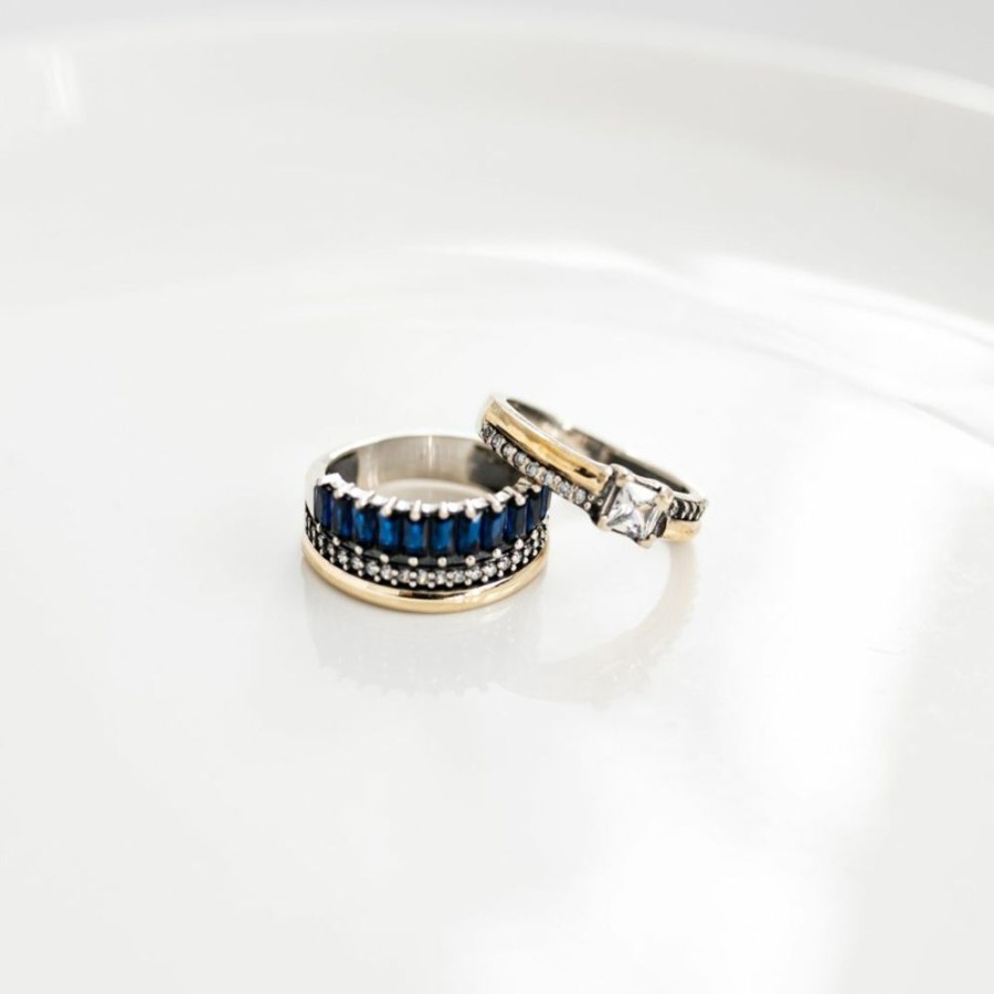 Anillos NC Joyas | Anillo Cher Blue - Plata Y Oro