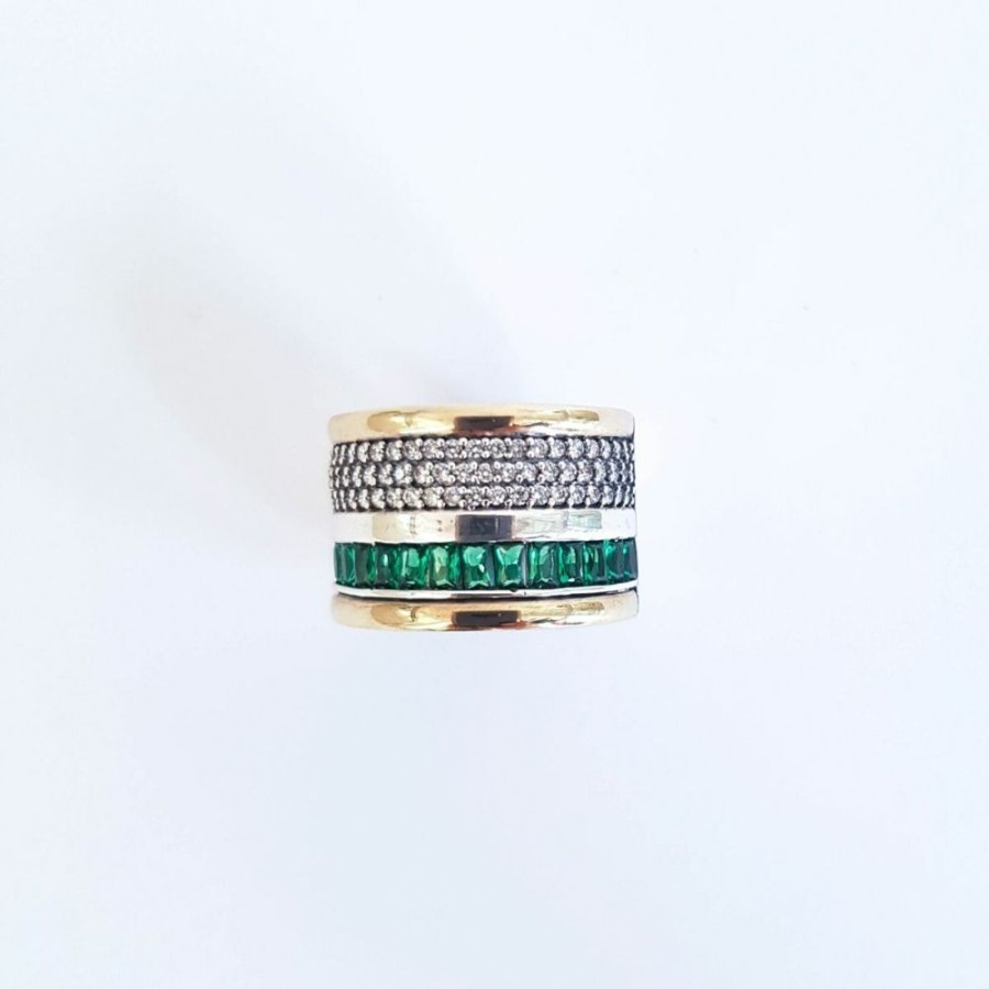 Anillos NC Joyas | Anillo Nunet Verde - Plata Y Oro