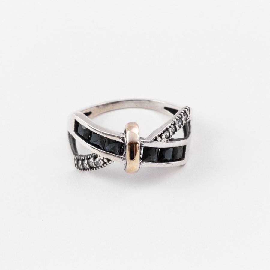 Anillos NC Joyas | Anillo Orlando Black - Plata Y Oro