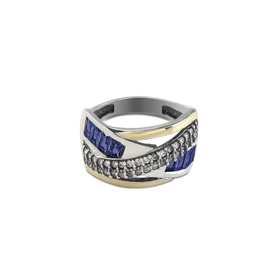 Anillos NC Joyas | Anillo Morrison Blue - Plata Y Oro