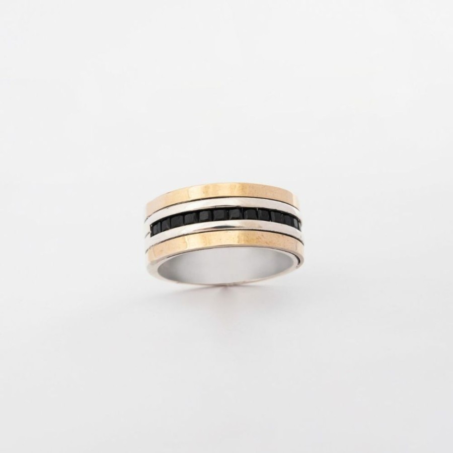 Anillos NC Joyas | Anillo Penelope Black - Plata Y Oro