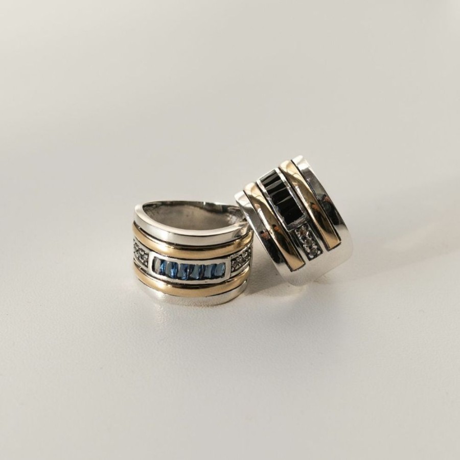 Anillos NC Joyas | Anillo Alison Blue - Plata Y Oro